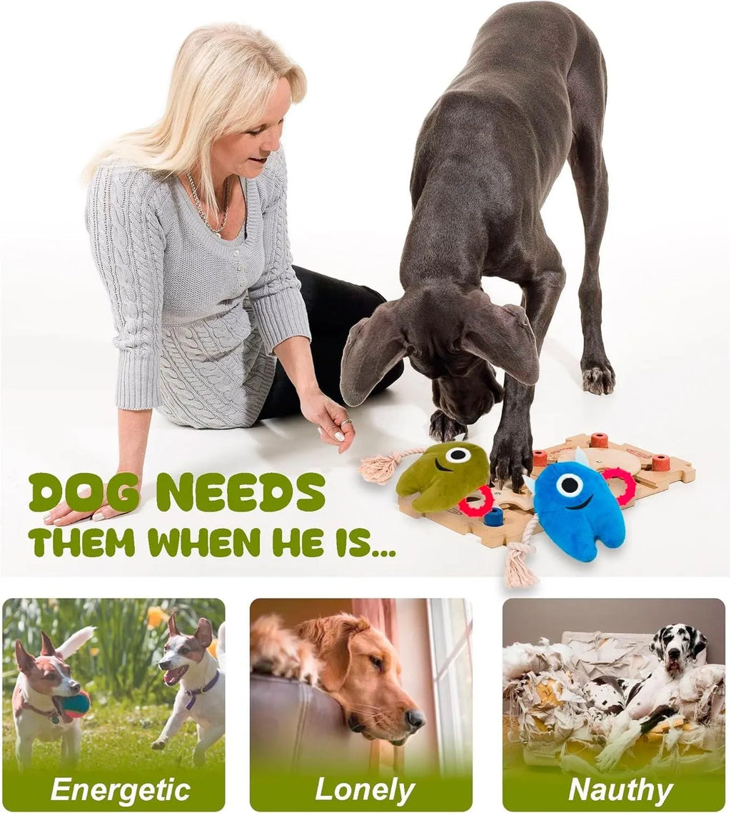 Large blue and green plush dog toys with cotton rope for aggressive chewers and puppies