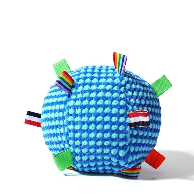 Blue pineapple lattice dog ball ring toy with a 17cm diameter for chewing and rolling
