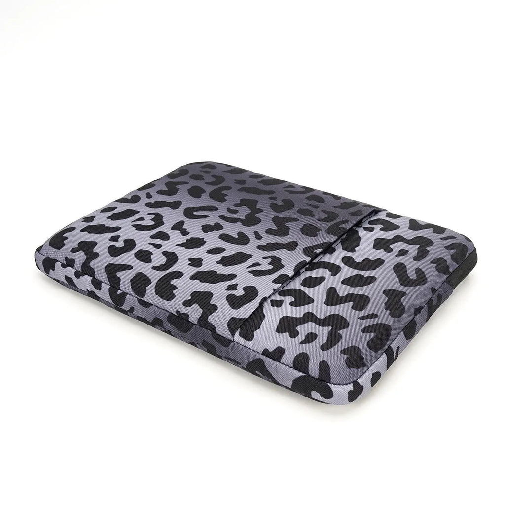 Leopard print laptop sleeve protective case with flannel interior for 13 to 16 inch devices