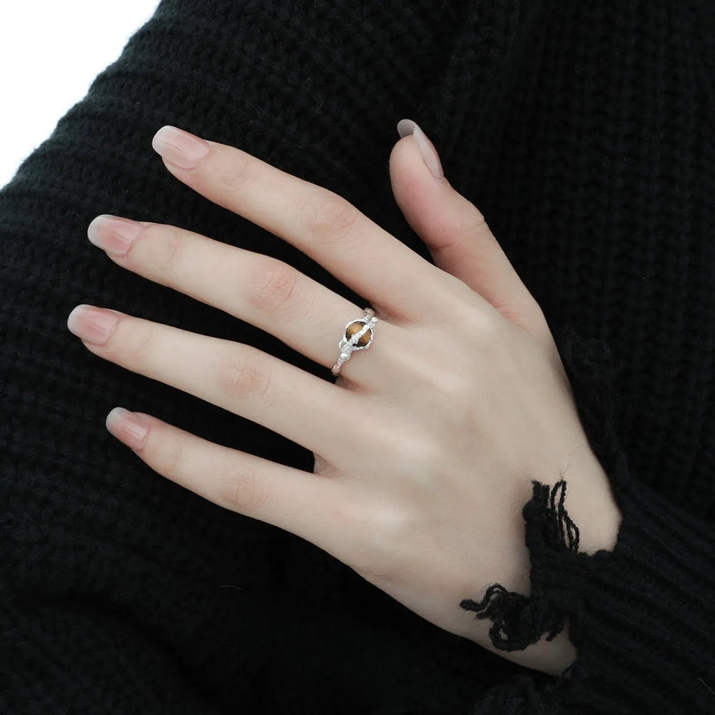 Women's Saturn design open ring with adjustable opening in white gold colour finish