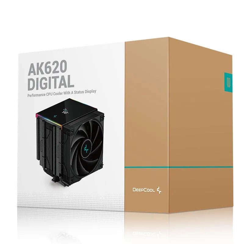 DeepCool AK series CPU air cooler with digital display and twin tower heat sink