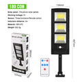 Solar-powered plastic street light with remote control for wall mounting in gardens and outdoor areas