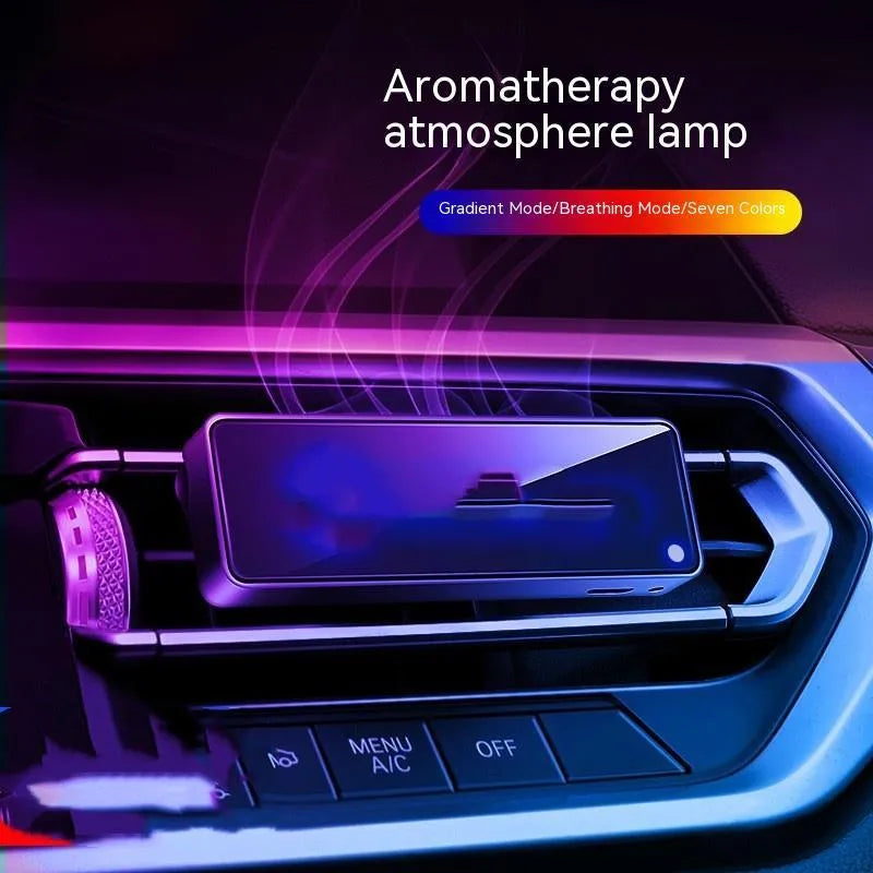 Black car vent aromatherapy diffuser with LED lights and removable fragrance sticks