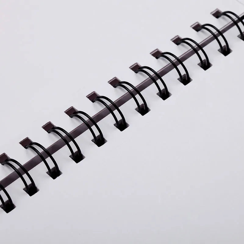 A4 sketchbook with coil binding showing vertical page turning capability alongside A3 glue-bound sketch pack
