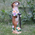 Yellow-brown straw hat mongoose ornaments for bonsai and garden decoration in three design variations