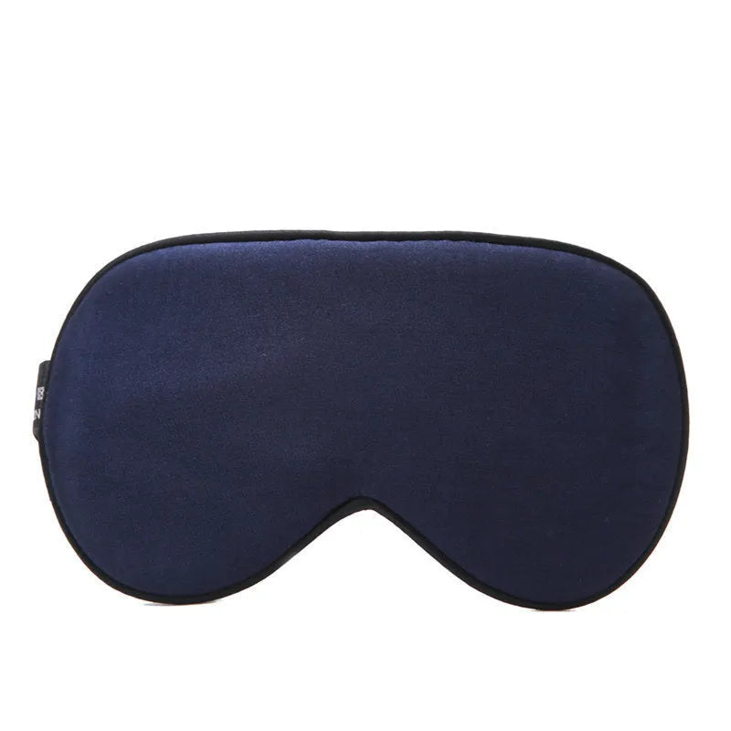 Double-sided mulberry silk sleep eye mask with embroidered printed pattern in various colours.