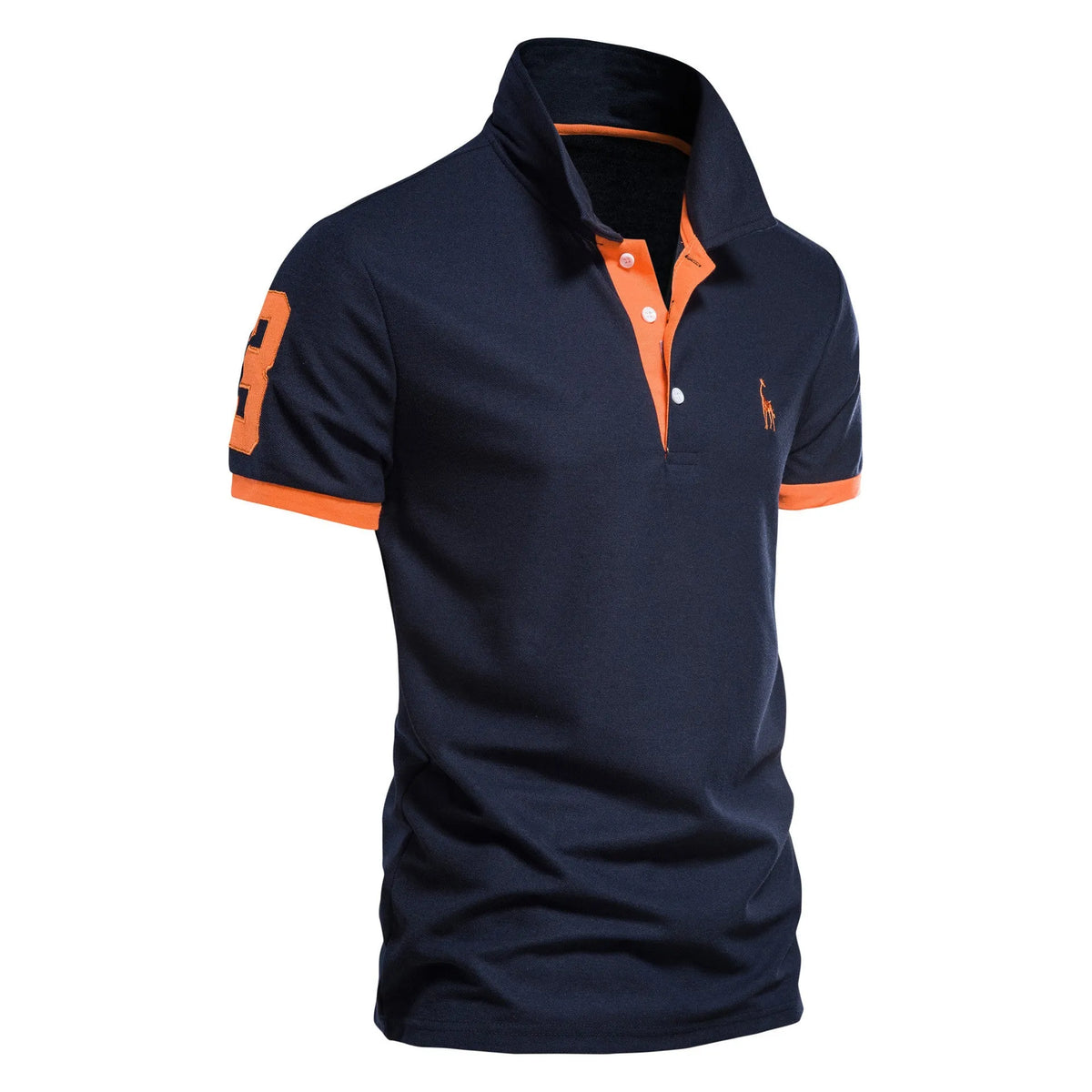Men's slim fit embroidered deer T-shirt in cotton blend fabric.