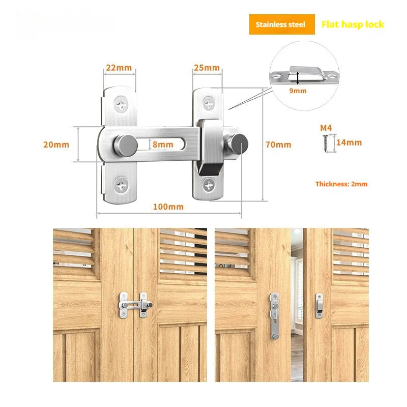 Warehouse sliding door lock with 90-degree latch mechanism for barn doors