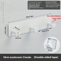 Black and white punch-free iron shower door hooks with double-sided tape available in 2, 3, and 4 hook sizes.