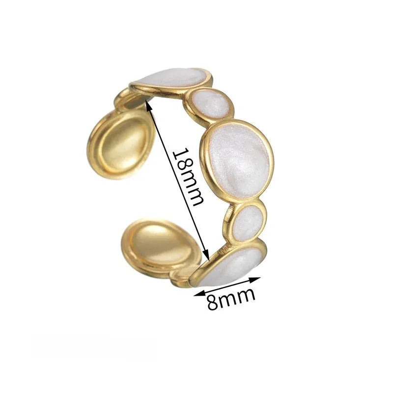 Geometric stainless steel adjustable ring with electroplated metallic finish