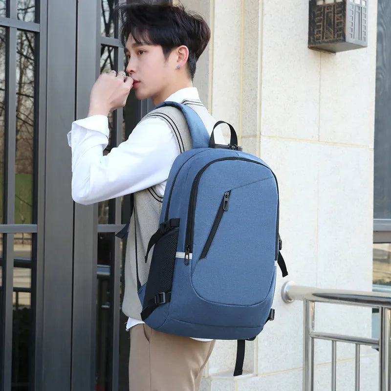 Oxford cloth computer backpack in solid colour with street trend style design