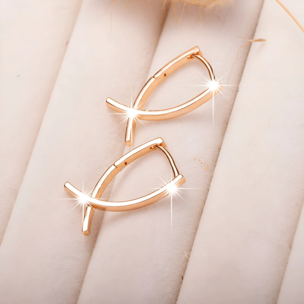 Copper cross earrings with rose gold finish for light luxury jewellery styling