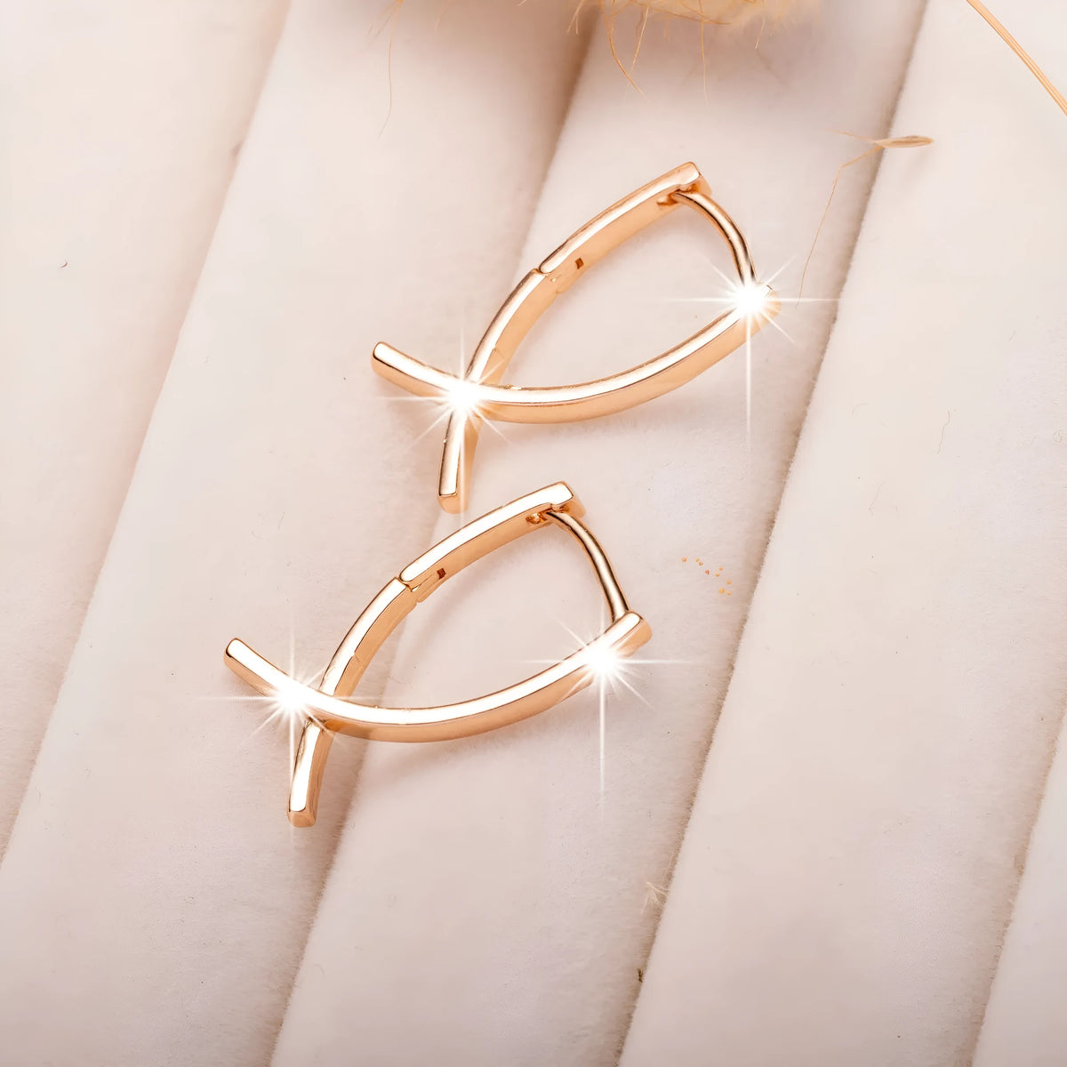 Copper cross earrings with rose gold finish for light luxury jewellery styling