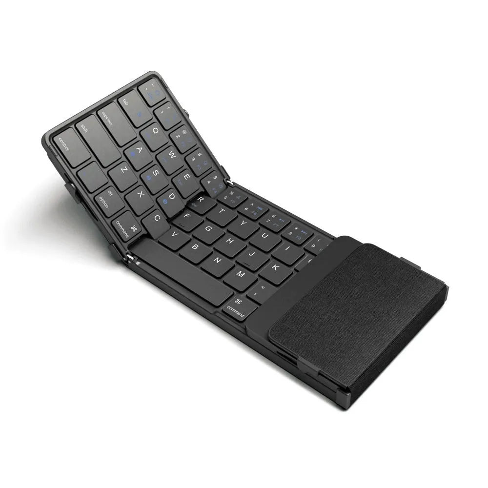 Black foldable Bluetooth keyboard for mobile devices with mute keys
