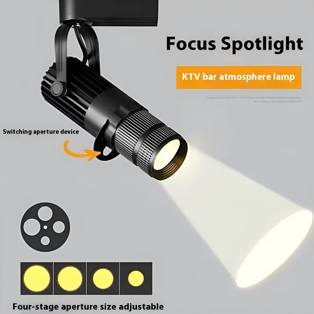 Black LED surface-mounted spotlight for restaurant atmosphere lighting with aluminium shell
