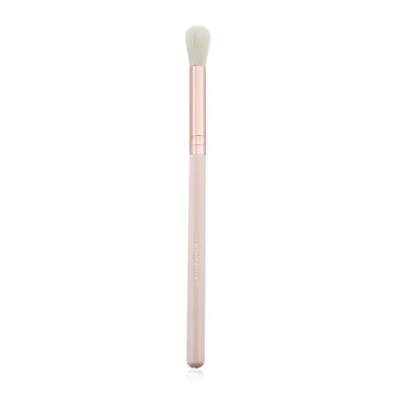 26-piece pink makeup brush set with wooden handles in portable PU case