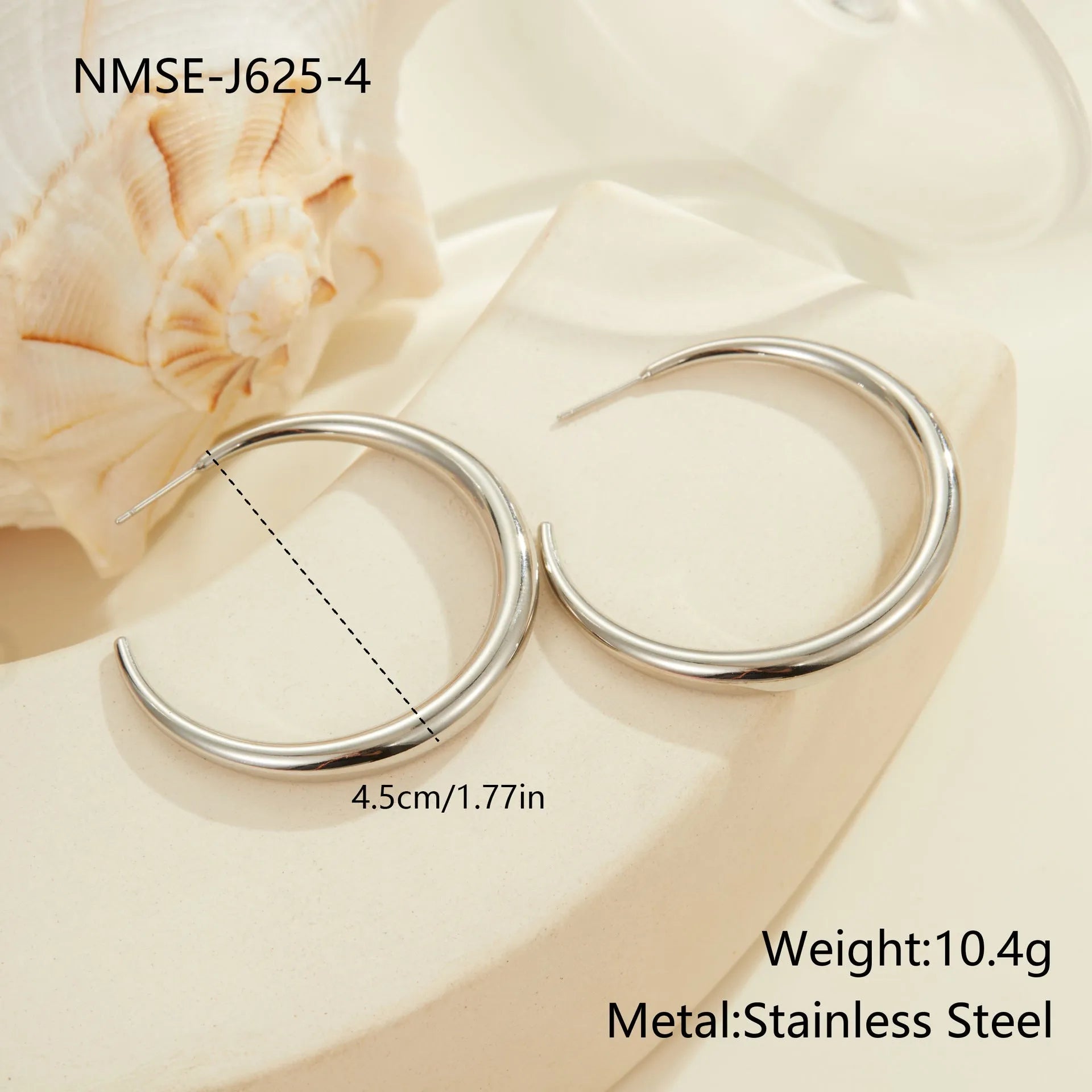 Titanium steel hoop earrings with geometric round design in gold and steel finish options