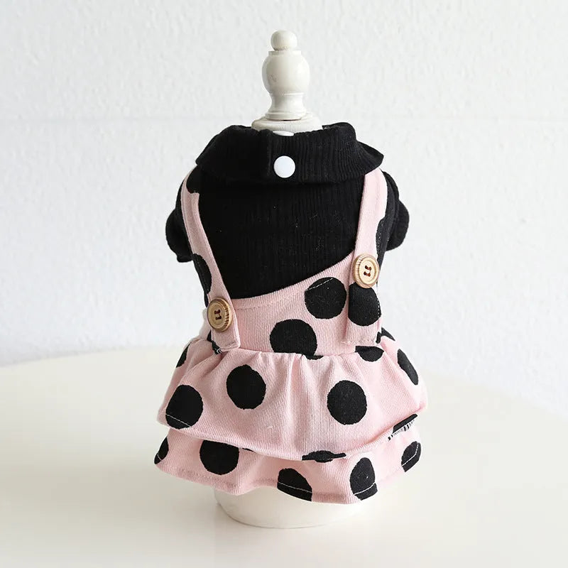 Couple-style dog clothes with lapel and shoulder strap in unisex cloth material