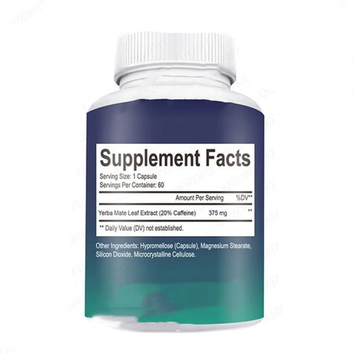 60 vitamin supplement capsules in container with room temperature storage instructions