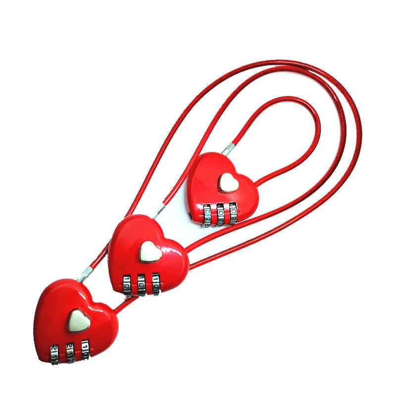 Peach Heart ABS plastic wire rope love lock with steel cable in modern design
