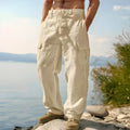Men's cotton wide-leg casual pants in multiple colours with micro elasticity