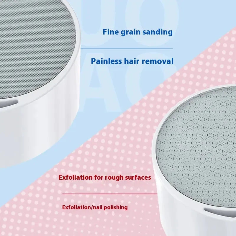 Plastic 2-in-1 nano glass epilator and foot skin remover device on a white background.