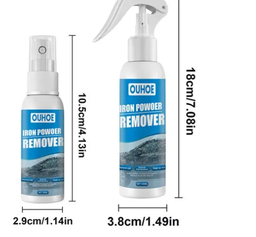 Car rust remover spray kit with blue sponge, towel, 30ml and 100ml bottles