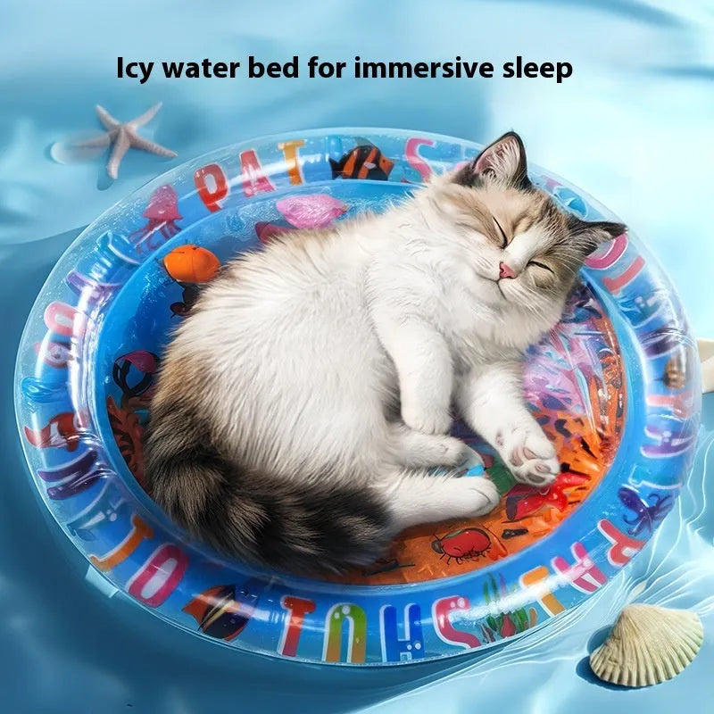 PVC inflatable water cooling mattress for pets in aquatic designs