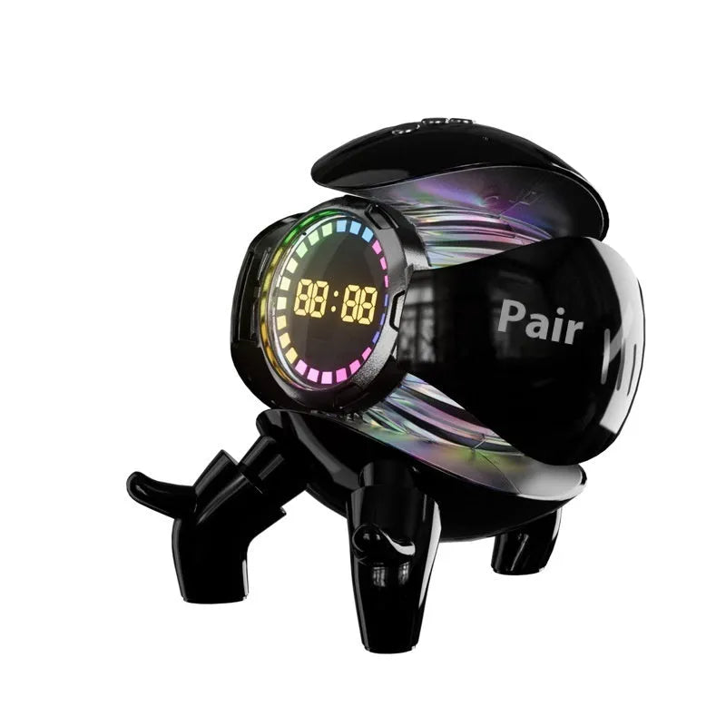 Mech Monster smart clock Bluetooth speaker with clock display, RGB light, white or yellow, 6W output