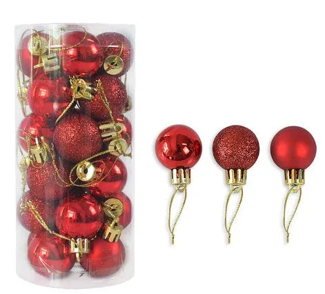 3cm shiny matte Christmas decoration balls in assorted colours showing electroplated finish