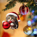 Christmas cartoon kitten car hanging ornament in acrylic with multiple colour style options