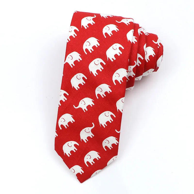 Korean style narrow cotton bow tie with cartoon print pattern in casual men's accessory