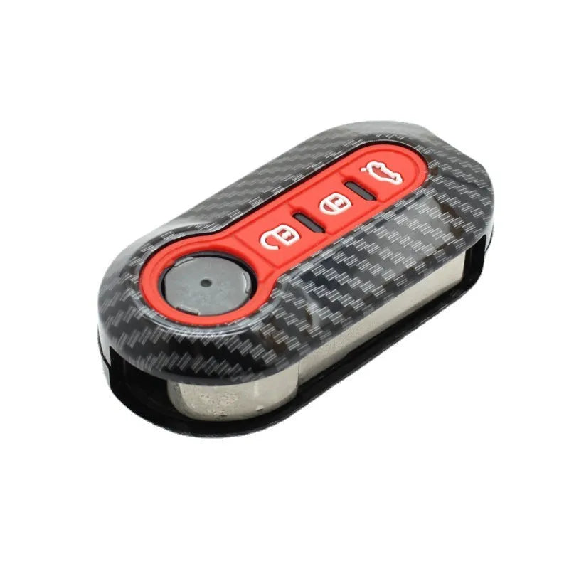 Fiat car remote key shell replacement case in black, dark blue and red colours made from ABS plastic.