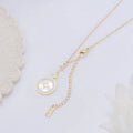 Gold titanium steel necklace with six-pointed star pendant and diamond accents on 42cm chain