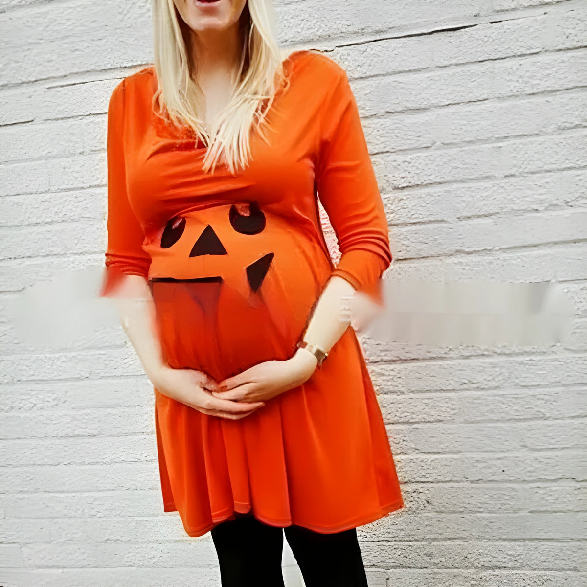 Orange cotton maternity dress for Halloween available in sizes S M L XL XXL XXXL 4XL 5XL