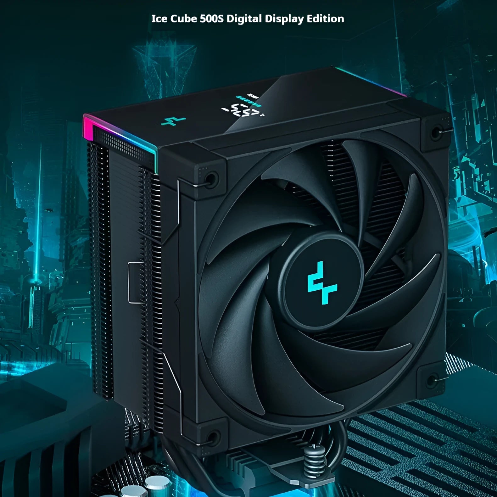 DeepCool AK series CPU air cooler with digital display and twin tower heat sink