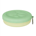 Portable dog bowl in green or pink showing S and L size options for outdoor feeding