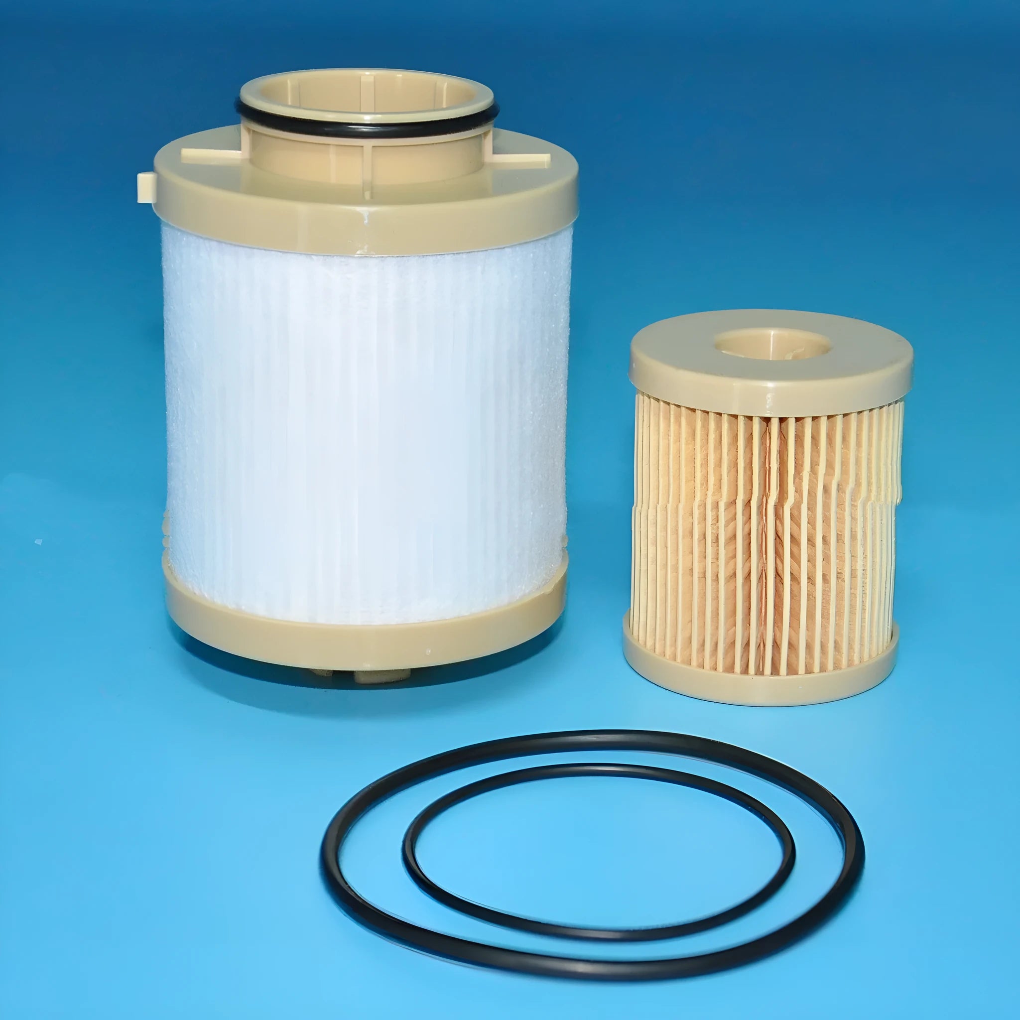 Black FD4616 diesel fuel filter for Ford trucks, showing dimensions of 106mm height.