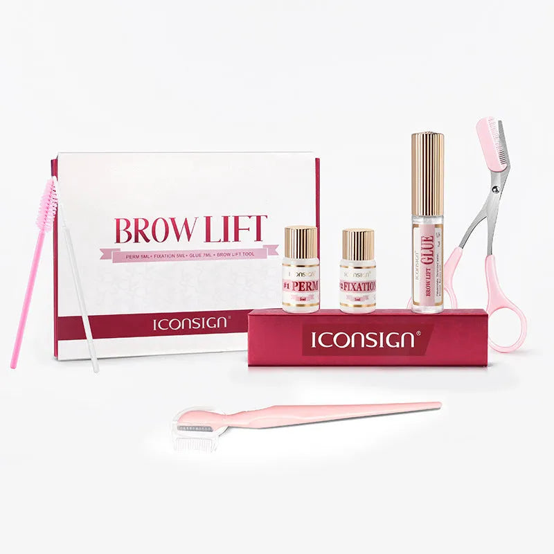 Pink eyebrow scalding suit keratin treatment kit with eyebrow perm set for permanent brow shaping