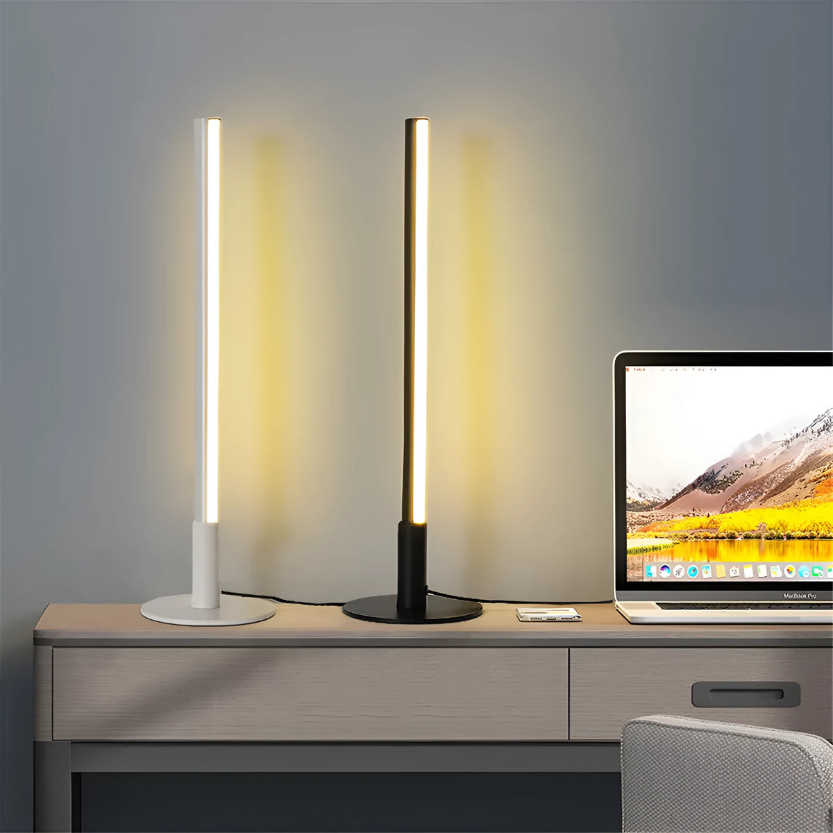 Black retro aluminium alloy LED atmosphere lamp with warm white and RGB lighting modes.