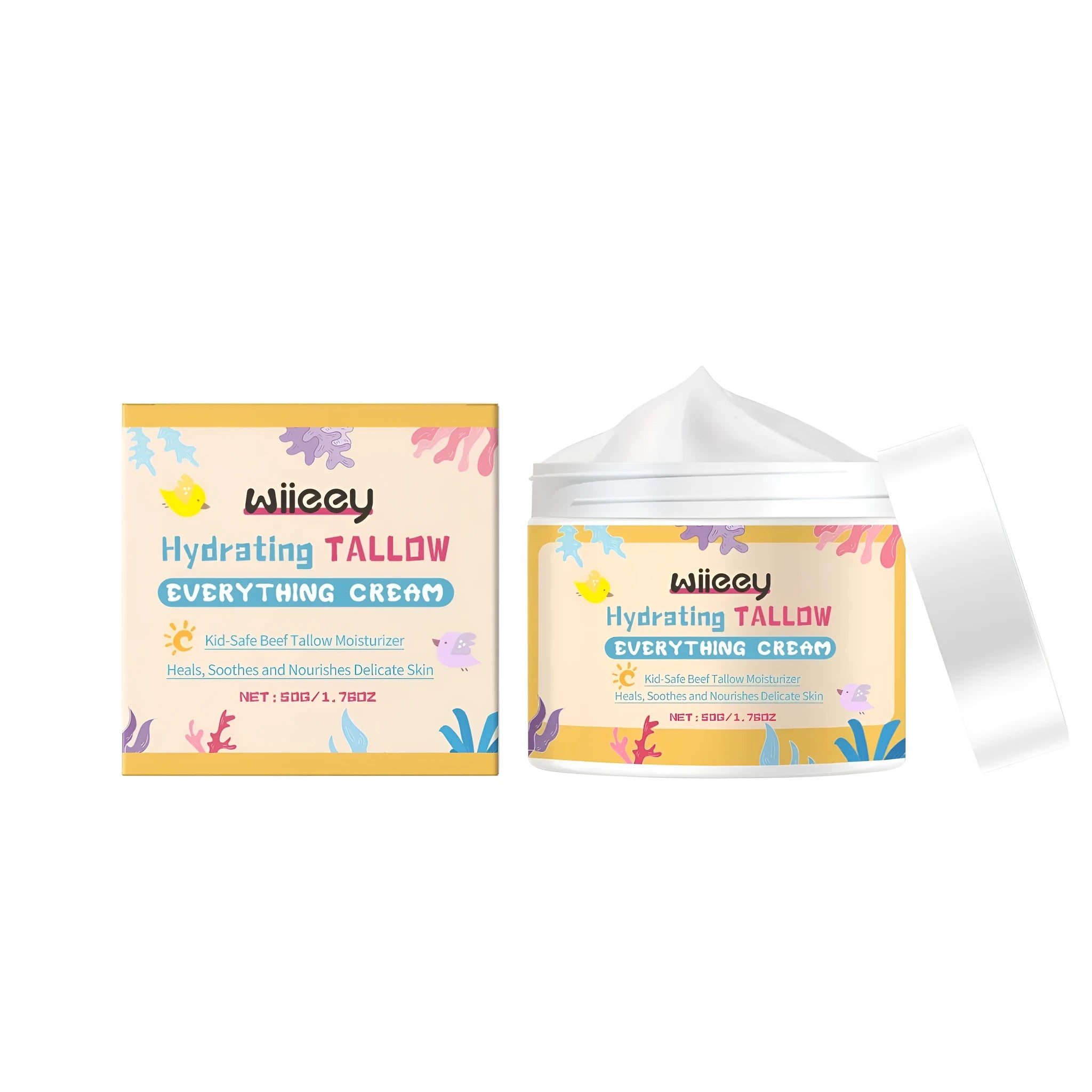50g glass or plastic jar of hydrating tallow and shea butter moisturising cream.