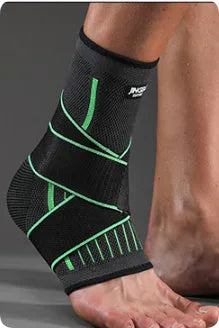 Adjustable sports ankle support in black colour showing strap closure system