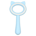 Blue and white dual-sided pet grooming brush with comfortable handle for cats and dogs