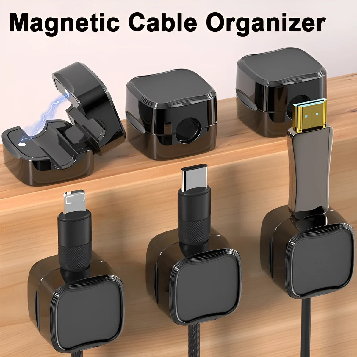 Magnetic cable clip under desk cable management, ABS single hook, white or black, 2kg load