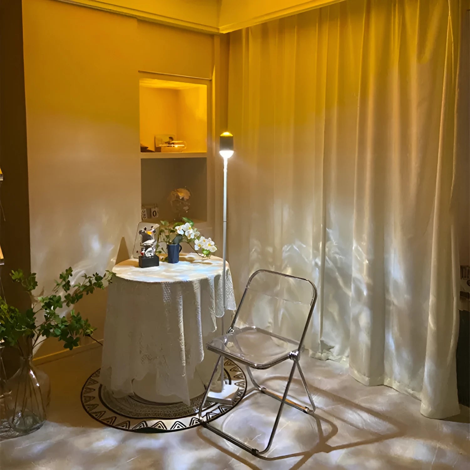 Modern water wave projection floor lamp with LED lighting and colour cards
