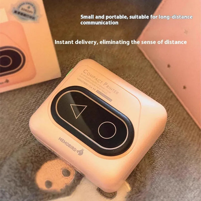 Compact Bluetooth thermal mini printer in avocado green colour with charging cable