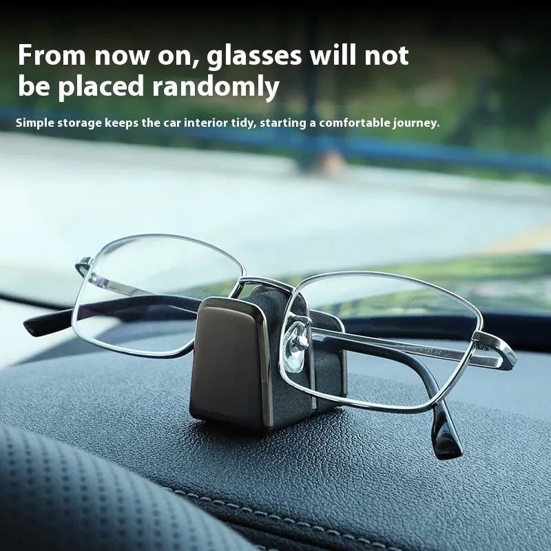 Green zinc alloy and leather car dashboard glasses clip nose pad organiser