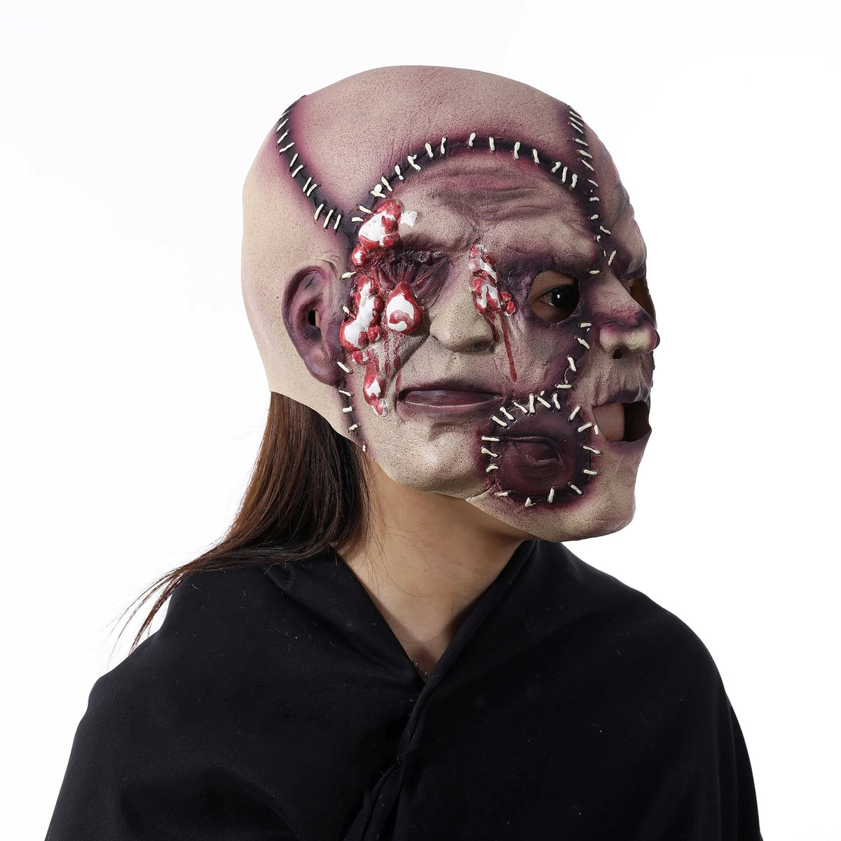 Three-sided grimace horror mask in natural latex for adult Halloween parties