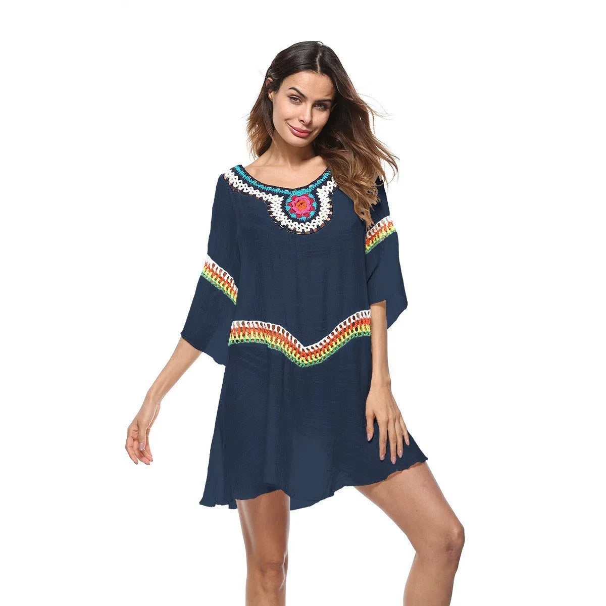 Crocheted ethnic style sun protection clothing in free size, available in four colours