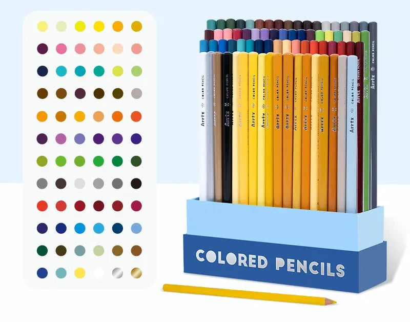 Boxed set of 72 or 126 coloured pencils with basswood casings for art students and painting examinations